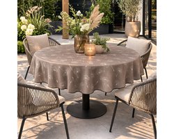 Unique Living Tafelzeil - paardenbloempluisje - 160CM Rond - Bruin/Wit