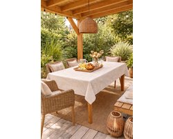 Unique Living Tafelzeil - Tropische Bladeren - 140x200 cm - Taupe - Vinyl - Waterdicht