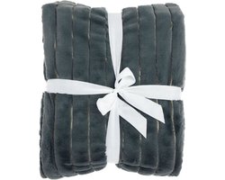 Unique Living Vent du Sud - bedsprei - fake fur bont - rib - dark grey - 260x240cm
