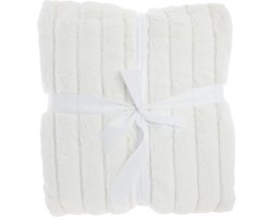 Unique Living Vent du Sud - bedsprei - fake fur bont - rib - dove white - 260x240cm