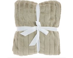 Unique Living Vent du Sud - bedsprei - fake fur bont - rib taupe - 260x240cm