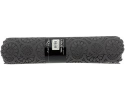 Unique Living - Vinyl - Tafelloper Op Rol - Kantmotief – 50 cm x 20 meter – Afwasbaar - Donkergrijs