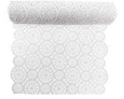 Unique Living - Vinyl - Tafelloper Op Rol - Kantmotief – 50 cm x 20 meter – Afwasbaar - Wit