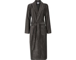 Unisex badjas antraciet - velours katoen - grijze badjas sauna sjaalkraag - maat S/M