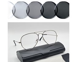 Unisex leesbril met meekleurende glazen +1,5 / photochromic reading glasses / sunreader 3025 / chameleon bril / fotochroome grijze lenzen +1.5 / bril met brillenkoker en microvezel doek / zonnebril / lunettes de soleil / Aland optiek