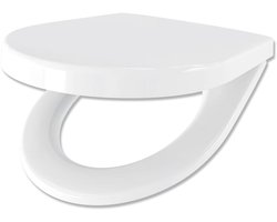 Unit 24-Toiletzitting van Duroplast met verstelbaar, soft close deksel- kunststof scharnier–antibacterieel-Krasbestendig-Zware, stevige en robuuste toiletbril. Deksel valt over de bril-Wit