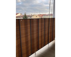Universeel - Balkon Privacy Mat - Bruin/Zwart - 80 cm Hoog - Technorattan & UV-Bestendig