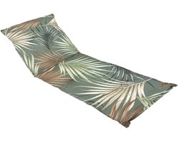 Universeel Ligstoelkussen 190x60 cm Palmprint - Comfortabel Tuinkussen met Bevestigingsband