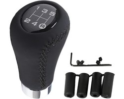 Universele 5 Speed Auto Shift Knop - JNNJ Gear Shift met 4 Adapters - Aluminium Legering Gear Shift Knob Adapter voor Handmatige Transmissie van Auto (Zwart Lijn)