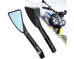Universele Achteruitkijkspiegel voor Motoren - Driehoekig 8mm/10mm voor Sport-, Cruiser- en Dirtbikes (Zwart)