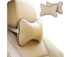 Universele Auto Hoofdkussen Set - 2 Stuks, Verstelbare Neksteun Kussens voor Auto, Gaming Stoel en Reis, Comfortabel Leer Kussen (Wit)