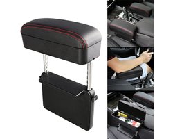 Universele Auto PU Leer Gewikkeld Armsteun Doos Kussen Auto Armsteun Doos Mat met Opbergdoos (Zwart Rood)