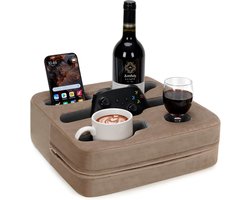 Universele Bank Organizer met Bekerhouder en Opbergvakken - Sofa Caddy voor Snacks en Afstandsbedieningen