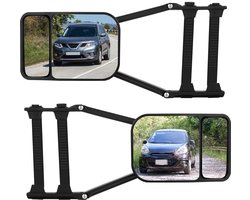 Universele Caravanspiegels – Set van 2 – Verstelbare Opzetspiegels Auto – Extra Breed Zicht – Personenwagen & SUV – Zwart