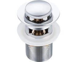 Universele drukknop-overloopstop, messing, zilver