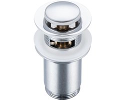 Universele drukknop-overloopstop, messing, zilver