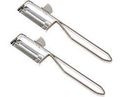 Universele dunschiller - Draaibare dunschiller - Spargelschäler - Gigantische dunschiller - Slingerschiller - Met scherp mes - Roestvrij staal - 2 stuks - Zilver