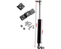 Universele gasveer (gasdrukveer) met beugels (300N/30kg, 263 mm, zwart)