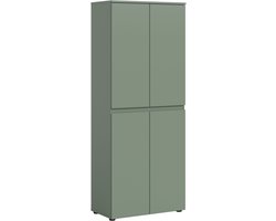Universele kast in rookgroen - 7 verstelbare planken en kledingstang - 70x175x37 cm