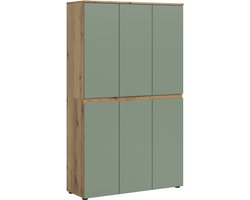 Universele Kast In Trendy Smoke Green Met Eiken Accenten - 105x175x37 Cm