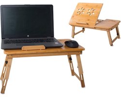 Universele opvouwbare laptoptafel met verstelling en ventilatie - houten