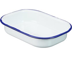 Universele Ovenschaal Rvs met Blauwe Rand 21 cm - Ideaal voor Lasagne en Gratins