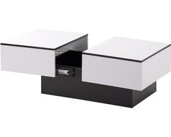 Universele salontafel - Hoogglans wit - Uitschuifbaar blad & opbergruimte - Woonkamertafel - Modern design