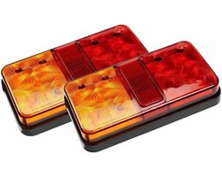 Universele set van 2 LED-achterlichten 12V met 4 functies (remlicht, richtingaanwijzer) en reflector, IP67 waterdicht, geschikt voor aanhangers, caravans en multifunctionele voertuigen.