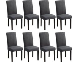 Universele Stretch Stoelhoezen Set van 8, Verwijderbare Grijze Hoezen voor Schommelstoelen, Perfect voor Restaurants, Hotels, Keukens, Bruiloften en Feesten