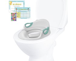 Universele toiletbril voor kinderen - Kindertoiletbril - WC verkleiner - Draagbare toiletbril met handvatten - Antislip - Olive green