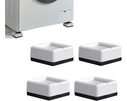 Universele trillingsdempende voetjes - 4x Vierkante Meubelverhoger - Tafelpoot Meubel Stapelbaar Wasmachine Verhoger Grijs antislipstabilisatoren voor wasmachines en meubels (3,3 cm (1,3 inch), Wit)