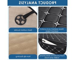 Universele Voorstoel Kussens voor Auto's - Zachte Leren Zitkussens met Diamantpatroon, Antislip Bescherming en Ademend Ontwerp voor de Meeste Auto's (Zwart)