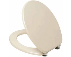 Universele WC-bril Beige Ivoor met Verchroomde Metalen Scharnieren
