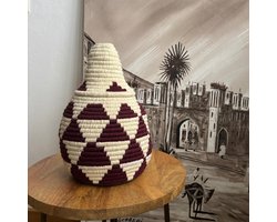 Unlimited Living - Mand - Marokko - Berber mand - Zeegras en wol - Handgemaakt - Decoratie
