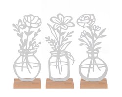 UNUS® Bloemenvaas 3-delig wit lente zomer decoratie met bamboevoe