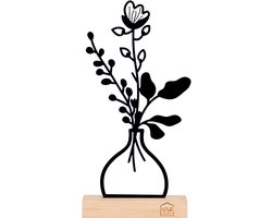 UNUS® Decoratieve bloemenvaas Ulrike van metaal op bamboevoet zwart
