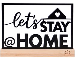 UNUS decoratieve standaard “Let’s Stay Home” van metaal met bamboe voet