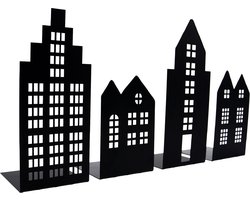 UNUS® Deko huizen metaal lichtjeshuis huizenrij huis silhouet zwart