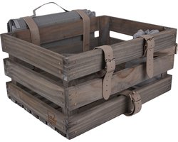 UNUS® Fietskrat in grijs met picknickkleed & fleshouder voor achterop