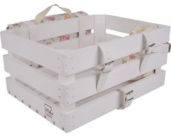 UNUS® Fietskrat in wit met picknickkleed & fleshouder voor achterop