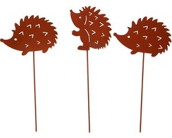 UNUS® garden egel tuinpaal set van 3 roestlook gepatineerd metaal tuindecoratie tuin terras balkon