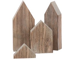 UNUS® Huisjes-set houten, set van 4 Stads hout grijs woondecoratie