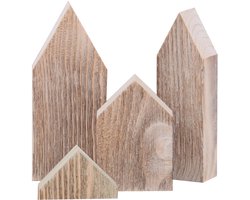 UNUS® Huisjes-set houten, set van 4 Stads hout wit woondecoratie