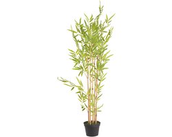 UNUS® Kunstplant Bamboe 120 cm met echte bamboestam, kamerplant met natuurlijke houten stam