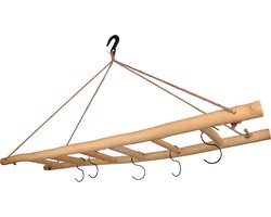 UNUS® Ladder decoratie hout vrijstaand handdoekladder accessoires 150 cm naturel