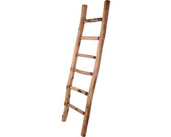 UNUS® Ladder decoratie hout vrijstaand handdoekladder accessoires 150 cm vintage