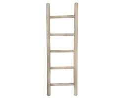 UNUS® Ladder decoratie hout vrijstaand handdoekladder accessoires 150 cm wit