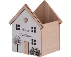 UNUS® Opbergdoos huis van hout voor het opbergen van pennen of kleine spulletjes; decoratie voor in huis, de hal, de woonkamer of de keuken