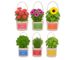 UNUS® Plantenzakken jute met hengsel "Welcome to my home" set van 6 meerkleurig