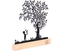 UNUS® Staander decoratieve boom met kind schommel swart voor vensterbank woonkamer keuken
